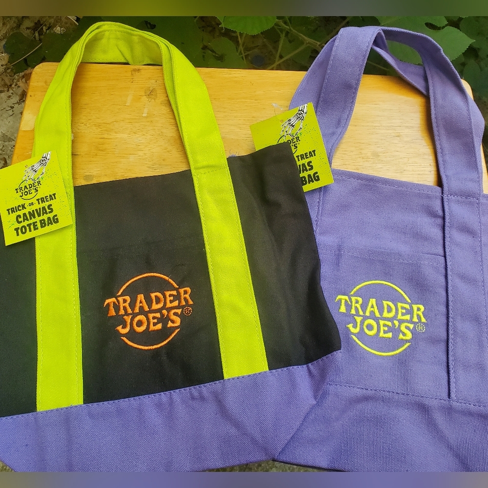 Trader Joe's Canvas Tote Bags - Black and Purple